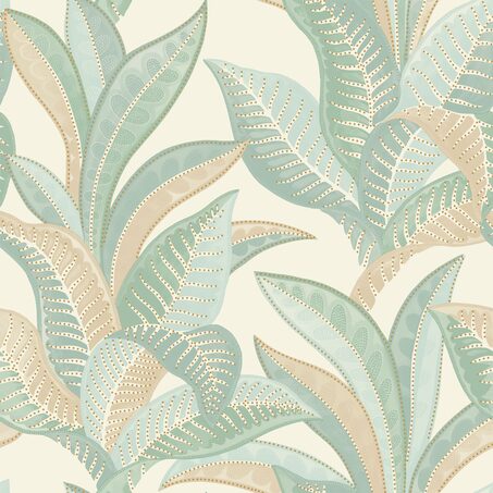 Papier peint intissé ZEPHYR coloris bleu aqua et nude