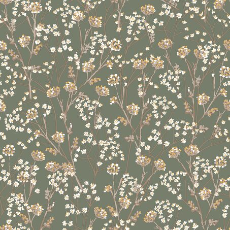 Papier peint intissé MANOA coloris vert kaki et ocre