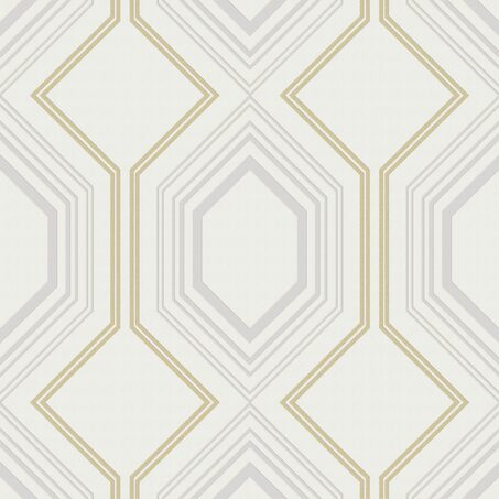 Papier peint intissé JEWEL coloris blanc et doré
