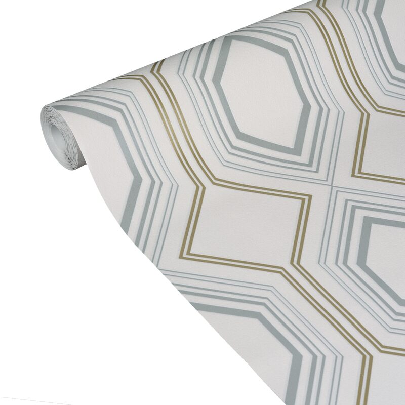 Papier peint intissé JEWEL coloris blanc et doré