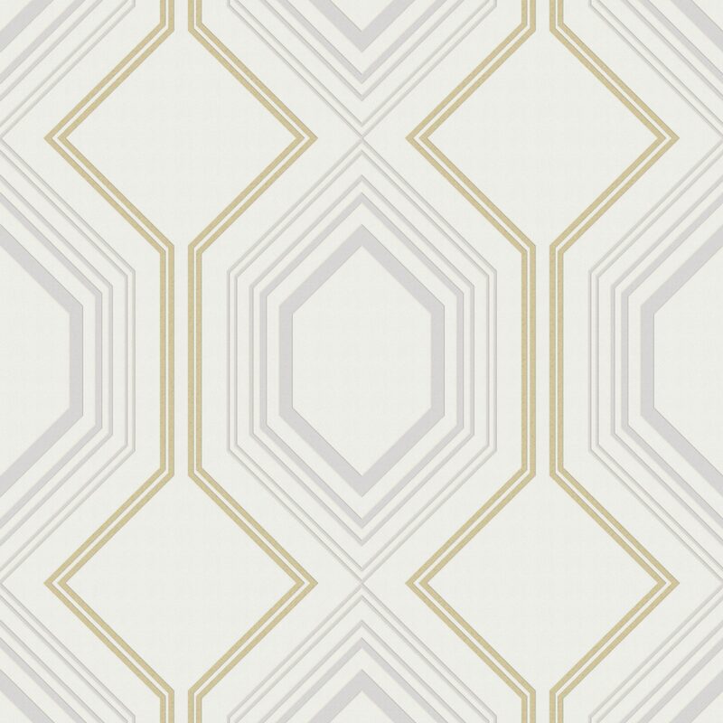 Papier peint intissé JEWEL coloris blanc et doré