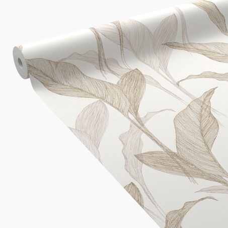 ELLE DECORATION Papier peint intissé MARJORY blanc et doré
