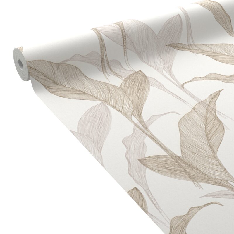 Papier peint intissé MARJORY coloris blanc et doré