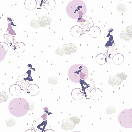 Papier peint intissé GIRL IN THE SKY coloris mauve