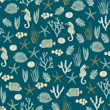 Papier peint intissé SEASTAR coloris bleu canard