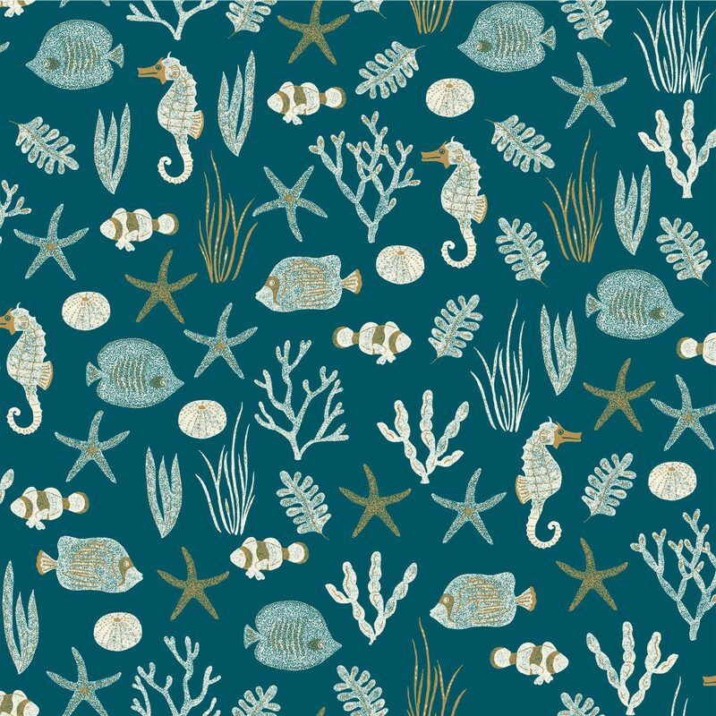 Papier peint intissé SEASTAR coloris bleu canard