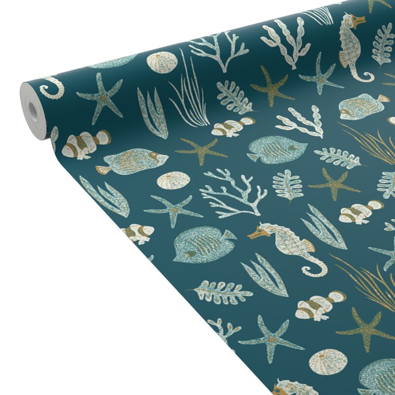 Papier peint intissé SEASTAR coloris bleu canard