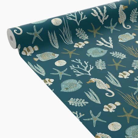 Caselio Papier peint intissé SEASTAR coloris bleu canard