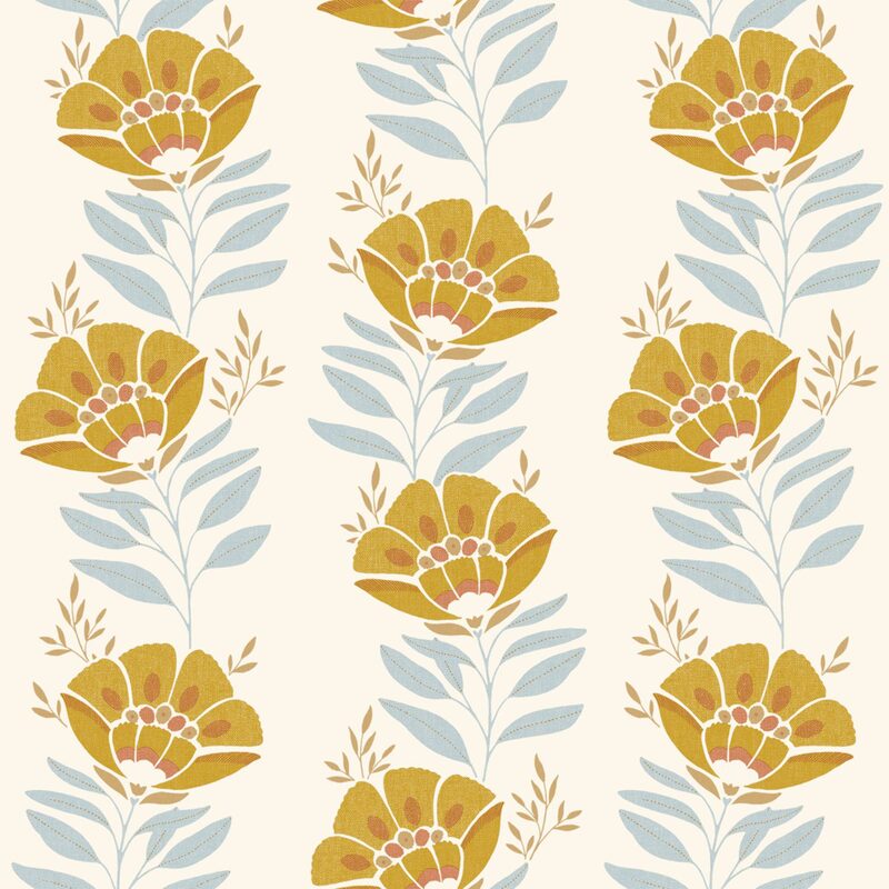Papier peint intissé SERAPHINA coloris ocre et bleu ciel