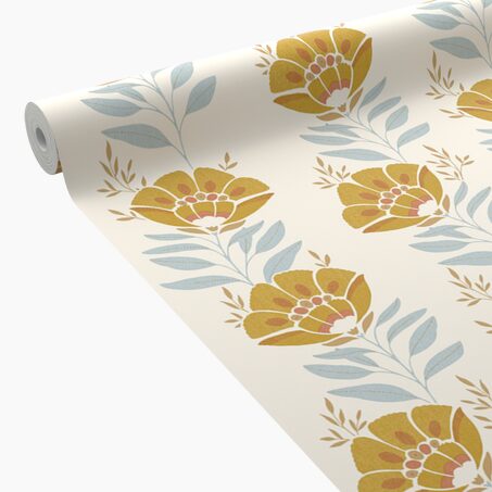 Caselio Papier peint intissé SERAPHINA ocre et bleu ciel