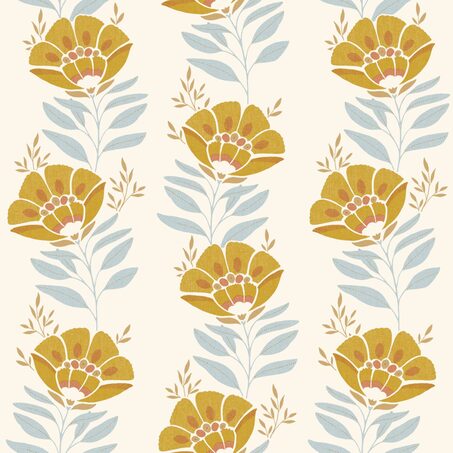 Papier peint intissé SERAPHINA coloris ocre et bleu ciel