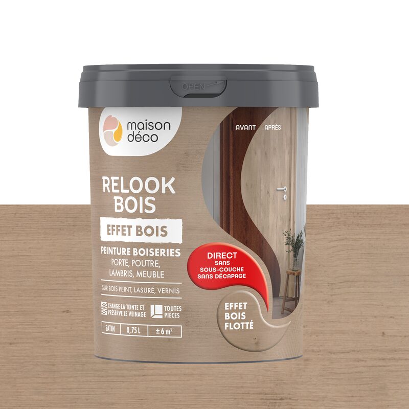 Maison déco Peinture  Acrylique bois flotté Satiné 0,75 L