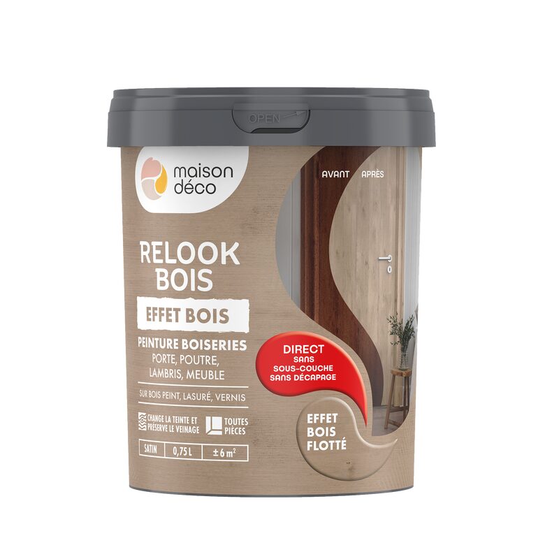 Maison déco Peinture  Acrylique bois flotté Satiné 0,75 L