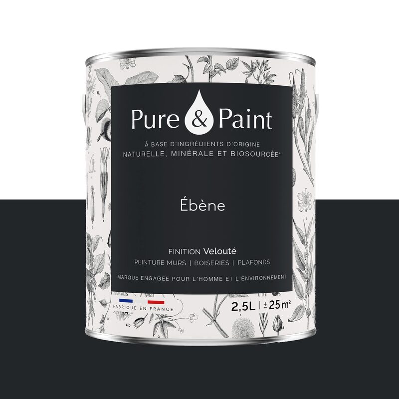 Peinture PURE AND PAINT Acrylique ébène Mat 2,5 L