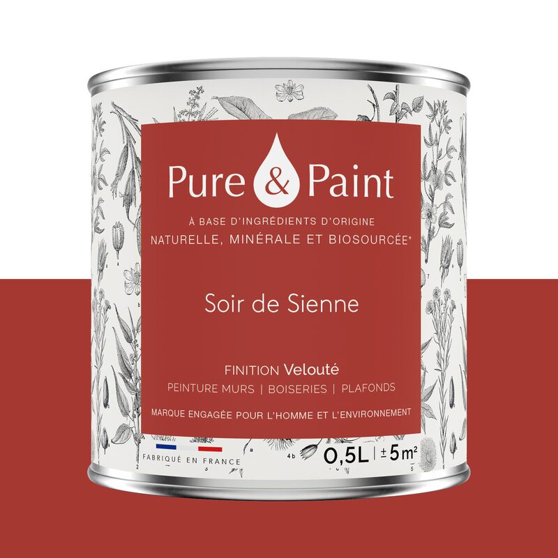 Peinture PURE AND PAINT Acrylique Soir de Sienne Mat 0,5 L