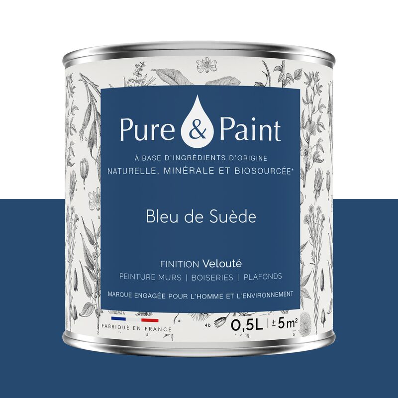 Peinture PURE AND PAINT Acrylique Bleu de Suède Mat 0,5 L