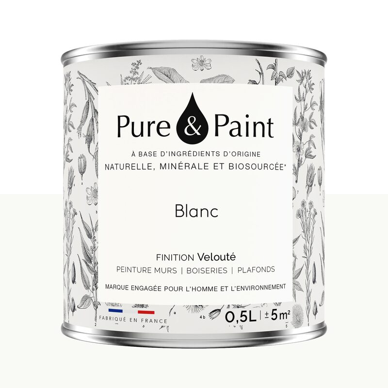 Peinture PURE AND PAINT Acrylique blanc Mat 0,5 L