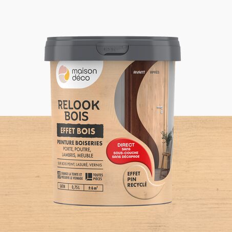 Relook bois effet bois Peinture Peinture pin recyclé Satiné 0,75 L