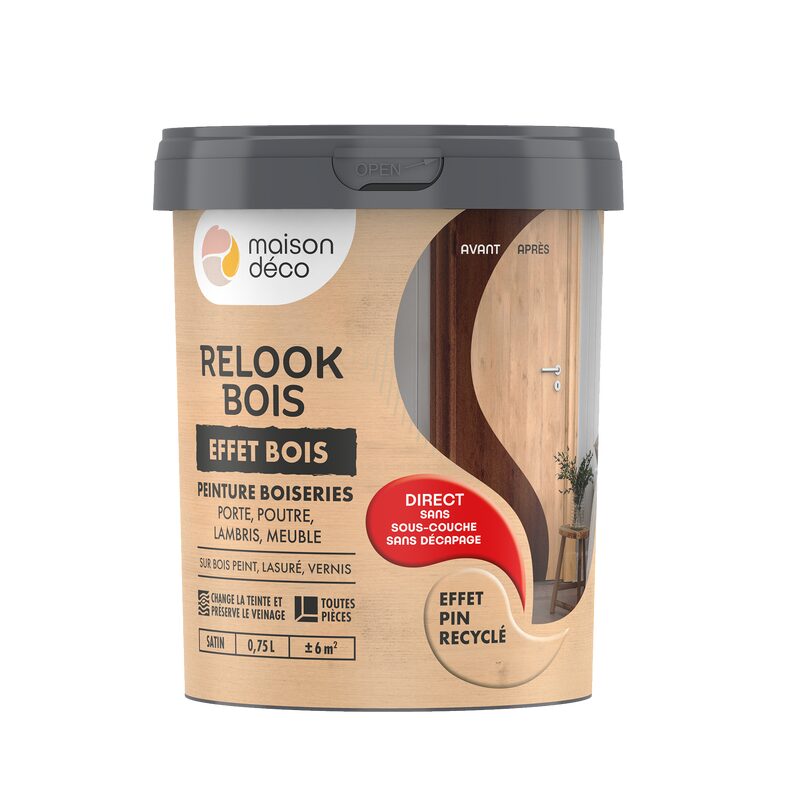 Maison déco Peinture  Acrylique pin recyclé Satiné 0,75 L