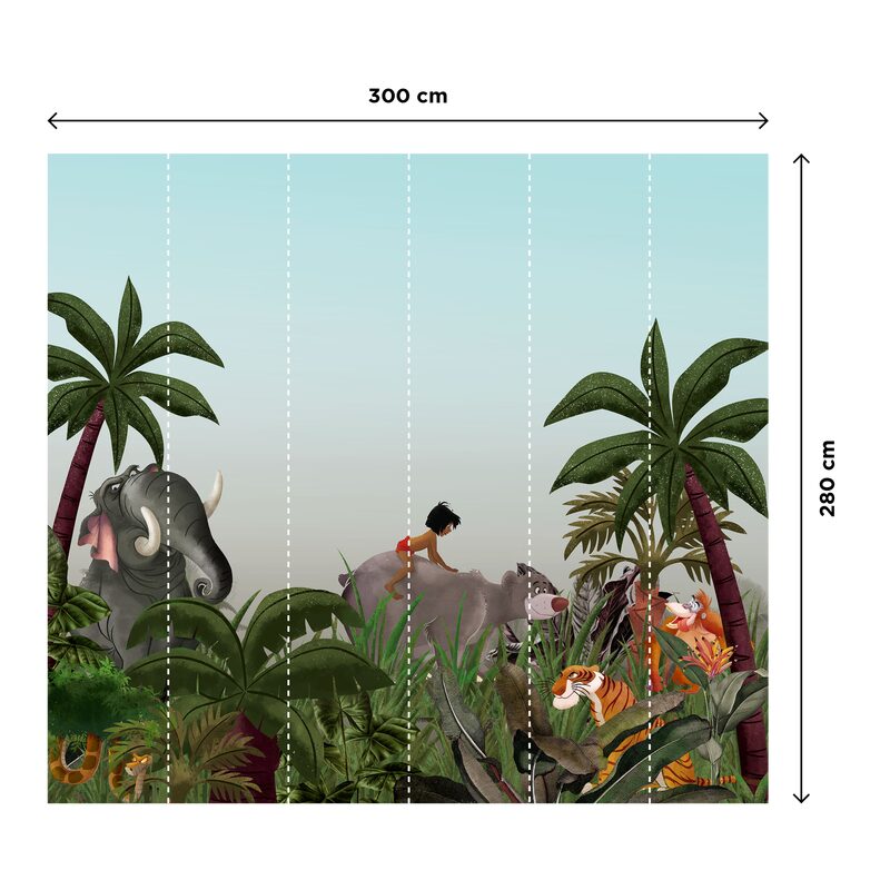 Papier peint panoramique XL LIVRE DE LA JUNGLE 300 x 280 cm