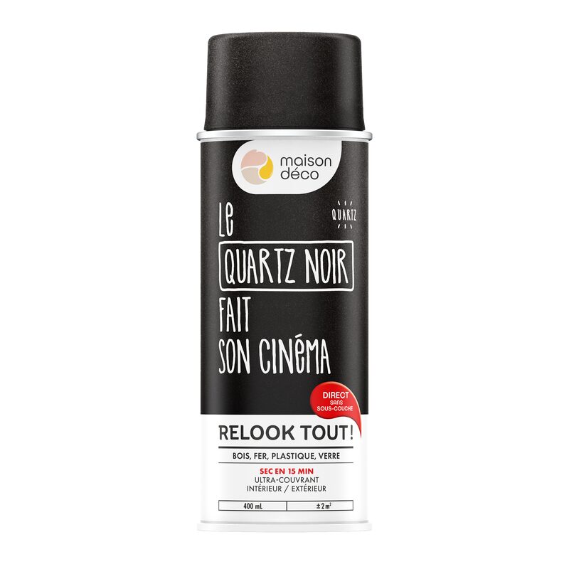 Maison déco Peinture  Acrylique noir Satiné 400 ML