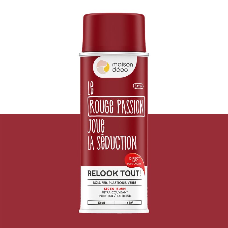 Maison déco Peinture  Acrylique rouge passion Satiné 400 ML