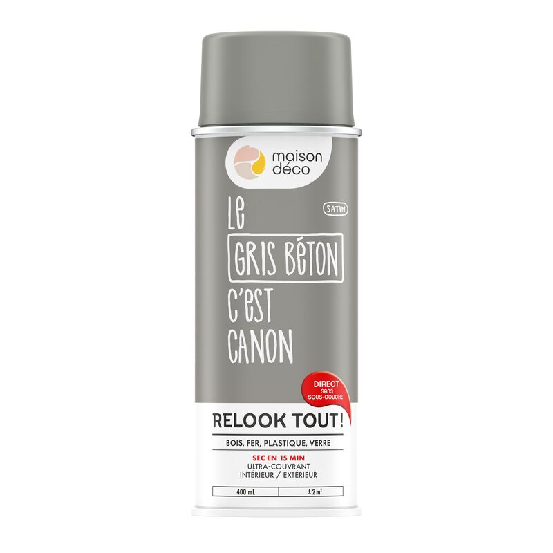 Maison déco Peinture  Acrylique grois béto Satiné 400 ML