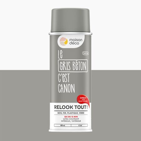 Relook tout aérosol Peinture Peinture gris béton Satiné 0,4 L