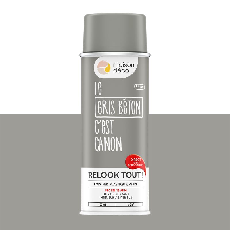 Maison déco Peinture  Acrylique grois béto Satiné 400 ML