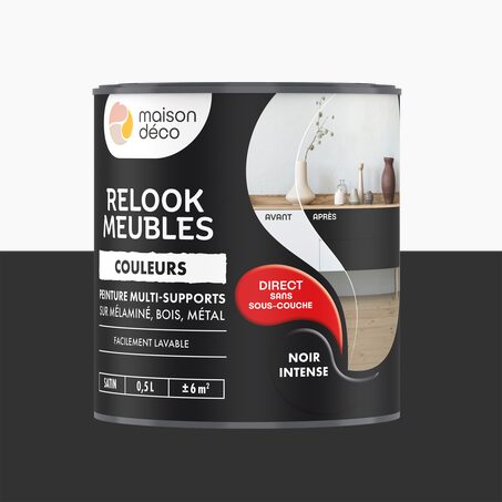 Relook meubles couleurs Peinture RELOOK MEUBLES Peinture noir intense Satiné 0,5 L