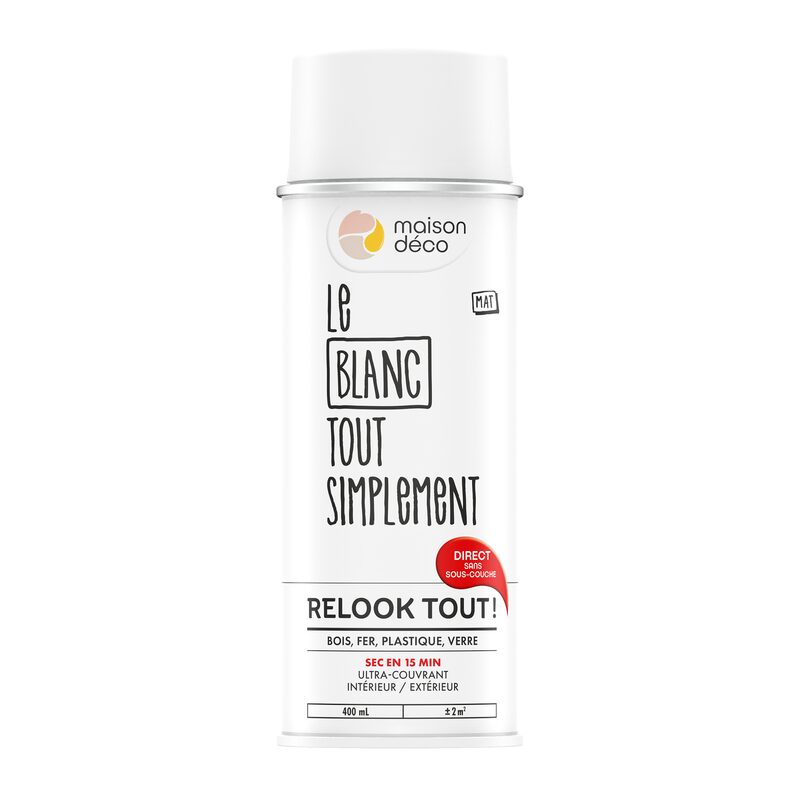 Maison déco Peinture  Acrylique blanc Satiné 400 ML