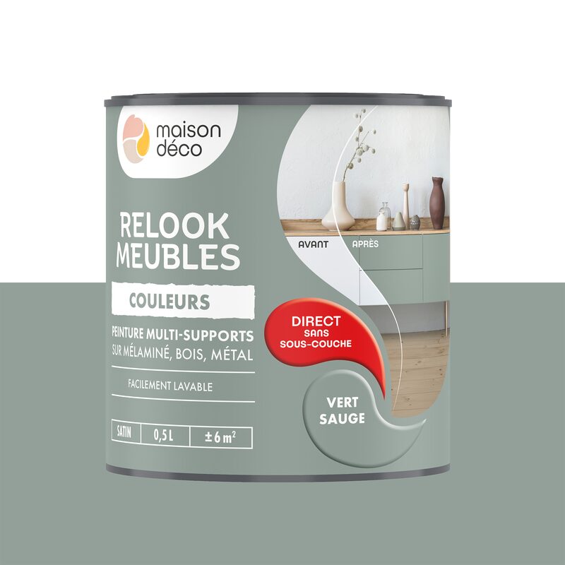Maison déco Peinture RELOOK MEUBLES Acrylique vert sauge Satiné 0,5 L
