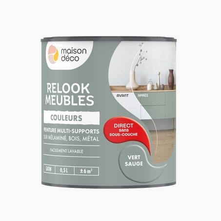 Relook meubles couleurs Peinture RELOOK MEUBLES Peinture vert sauge Satiné 0,5 L