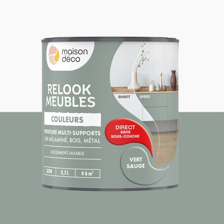 Relook meubles couleurs Peinture RELOOK MEUBLES Peinture vert sauge Satiné 0,5 L
