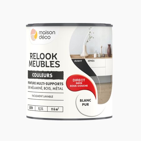 Relook meubles couleurs Peinture RELOOK MEUBLES Peinture blanc Satiné 0,5 L