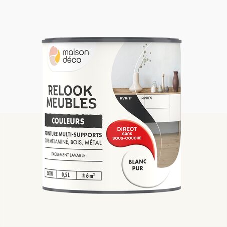 Relook meubles couleurs Peinture RELOOK MEUBLES Peinture blanc Satiné 0,5 L