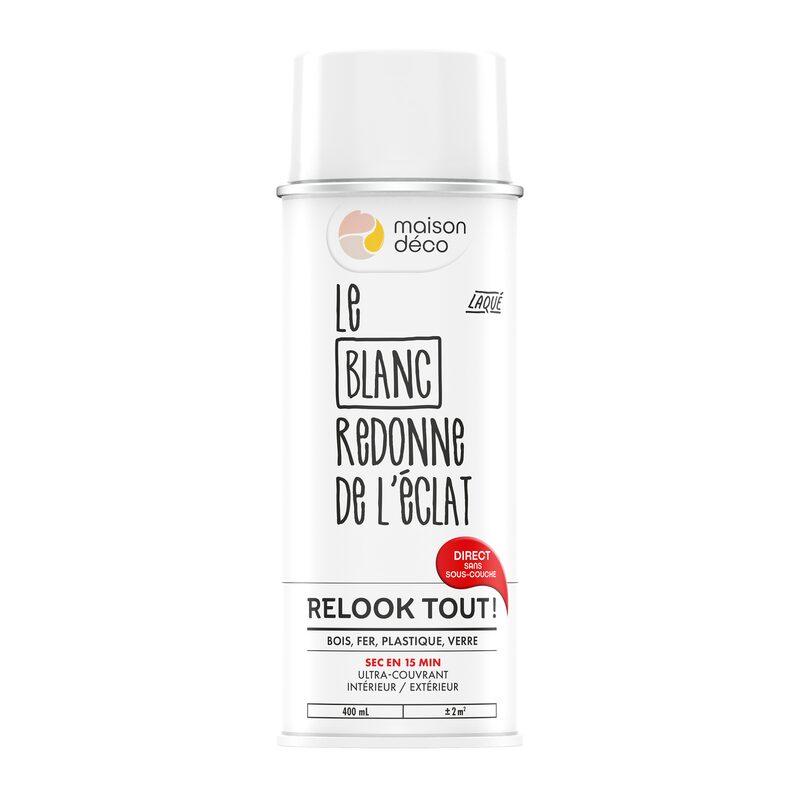 Maison déco Peinture  Acrylique blanc Brillant 400 ML