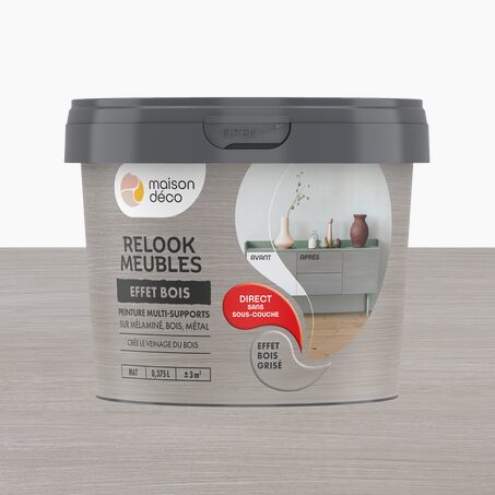Relook meubles effet bois Peinture Peinture bois grisé 0,38 L