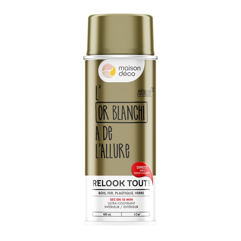 Maison déco Peinture  Acrylique or blanchi Brillant 400 ML