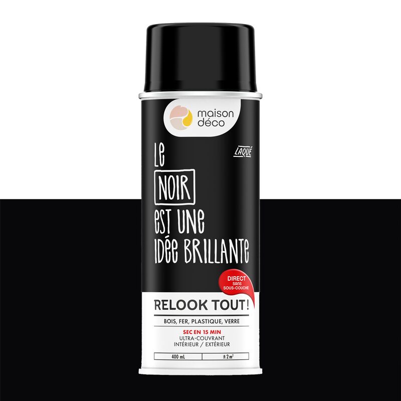 Maison déco Peinture  Acrylique noir Brillant 400 ML
