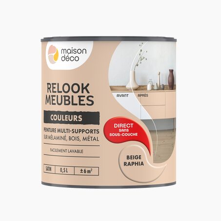 Relook meubles couleurs Peinture RELOOK MEUBLES Peinture beige raphia Satiné 0,5 L