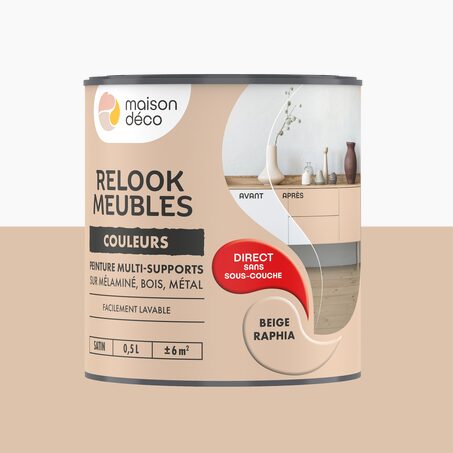 Relook meubles couleurs Peinture RELOOK MEUBLES Peinture beige raphia Satiné 0,5 L