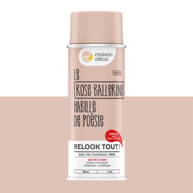 Maison déco Peinture  Acrylique rose ballerine Satiné 400 ML
