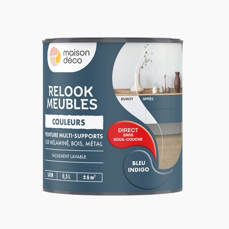 Relook meubles couleurs Peinture RELOOK MEUBLES Peinture bleu indigo Satiné 0,5 L
