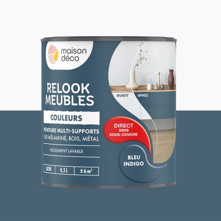 Relook meubles couleurs Peinture RELOOK MEUBLES Peinture bleu indigo Satiné 0,5 L