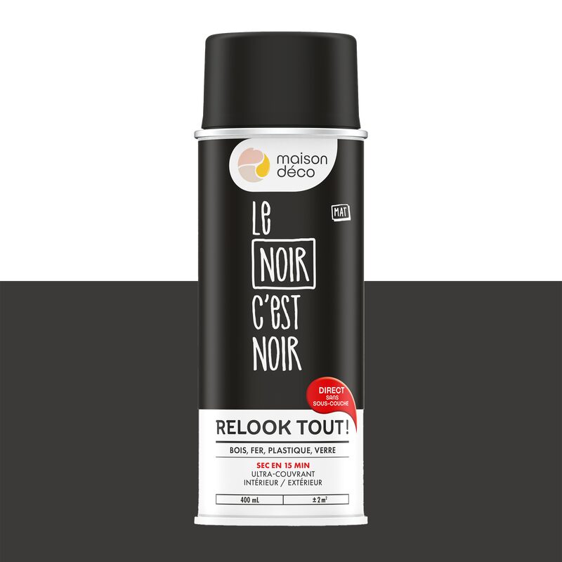 Maison déco Peinture  Acrylique noir Mat 400 ML