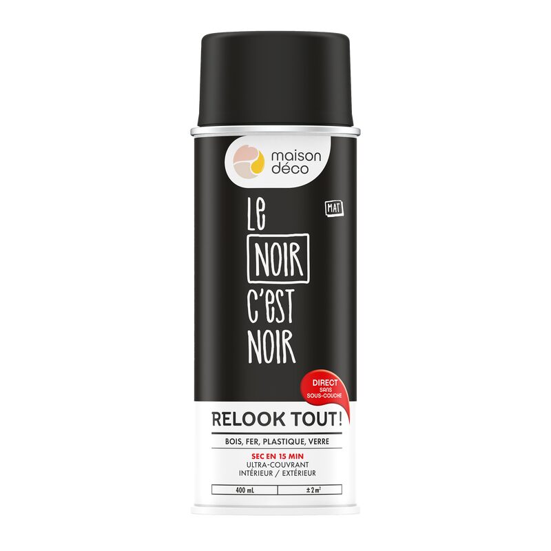 Maison déco Peinture  Acrylique noir Mat 400 ML