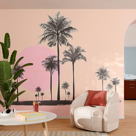 Papier peint panoramique XL MIAMI WALK 400 x 270 cm rose abricot