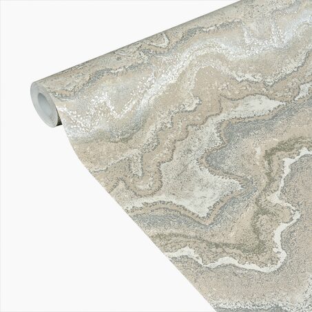 Papier peint intissé ELAURA coloris beige rosé et argenté