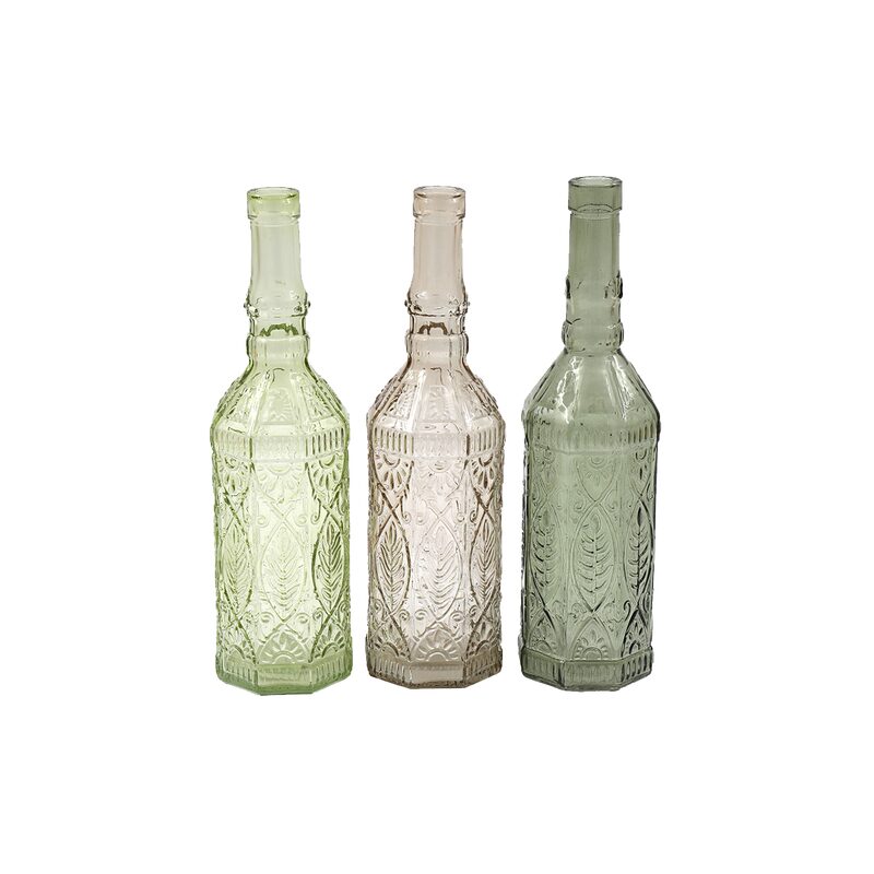 Bouteille décorative LOLITA coloris rose / vert